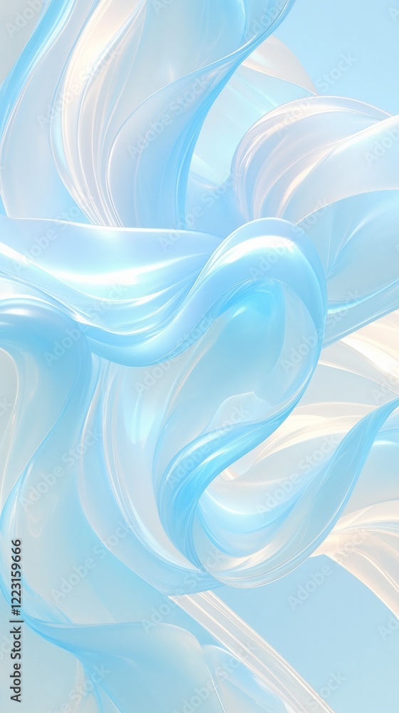 Poster abstract blue and white waves creating a soft and elegant background