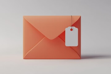 3D Envelope with Label Sticker Icon Isolated and White Background
