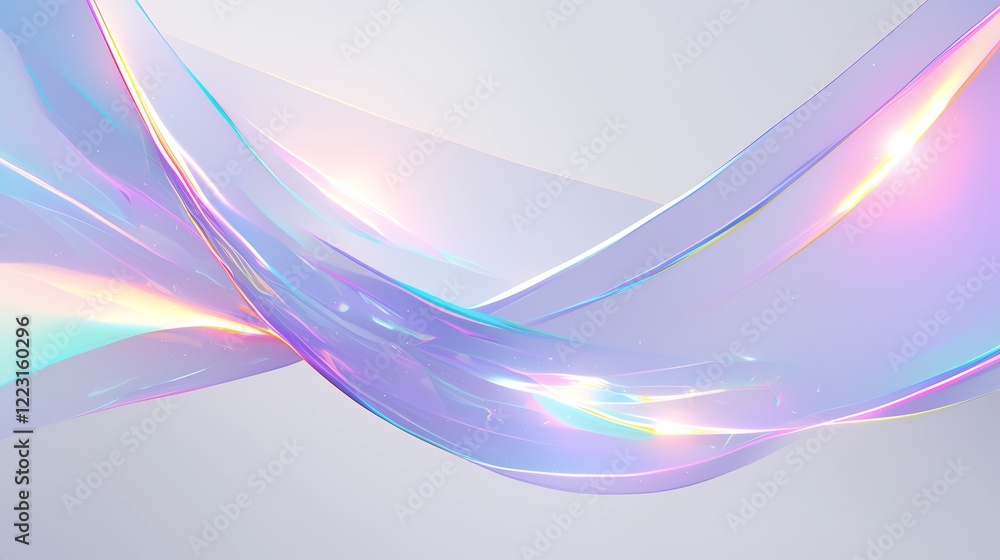 Poster holographic waves creating a soft iridescent texture