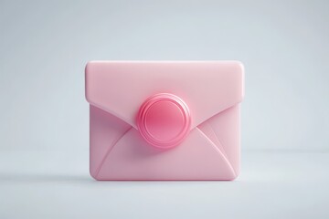 3D Envelope with Large Seal Icon Isolated and White Background