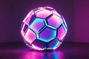 Naklejka premium Neon Glow Soccer Ball Unique Design with Colorful Lights