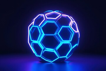 Fototapeta premium Futuristic Soccer Ball with Neon Lights and Geometric Design