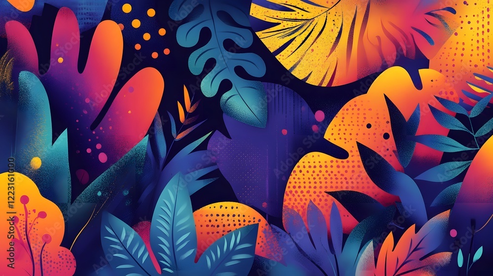 Poster vibrant and captivating abstract art composition with fluid gradient patterns bold dynamic layers an