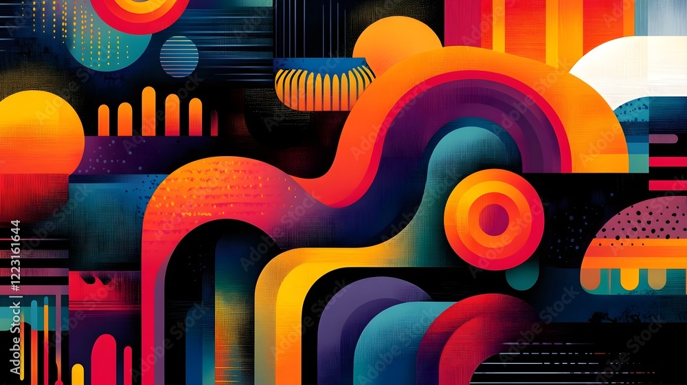 Poster visually striking abstract background with bold dynamic patterns vibrant colors radiant fluid gradie