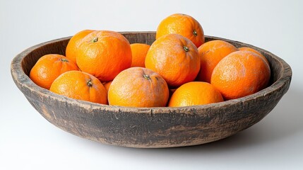 Fresh Juicy Oranges in Rustic Wooden Bowl Autumn Harvest Healthy Food