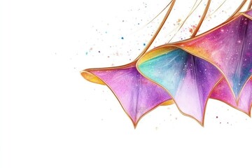 Colorful abstract floral design with vibrant hues and delicate shapes on a white background