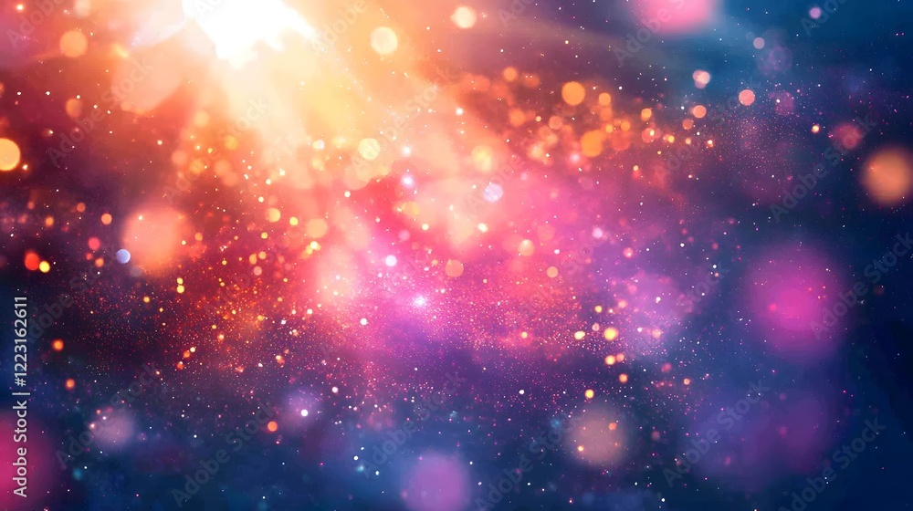 Poster luminous burst of vibrant colorful patterns and an ethereal fluid design create a mesmerizing cosmic