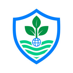 globe and nature concept logo design on white background 