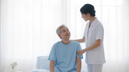 A sick person being cared by doctor.