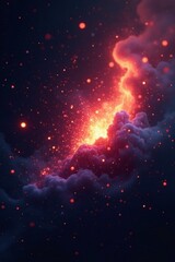 Radiant fragments dispersed throughout the darkness, particles, light