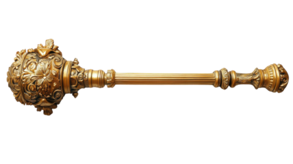 Exquisite golden ceremonial mace adorned with intricate floral designs and a polished finish