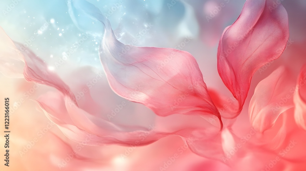 Poster soft hued ethereal background of neutral gradient blends with delicate flowing patterns of harmoniou