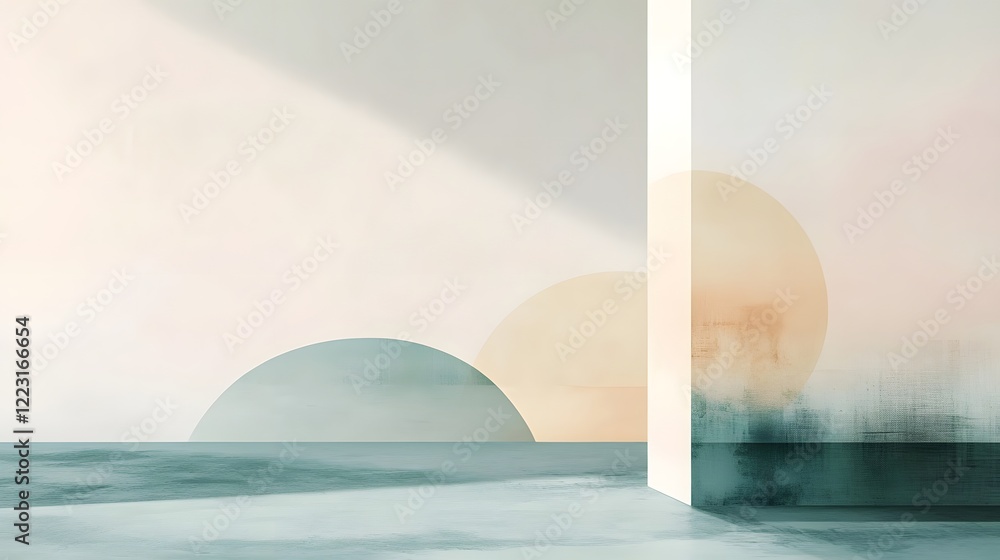 Poster serene minimal abstract gradient landscape with gentle harmony and soft tones soothing digital art b