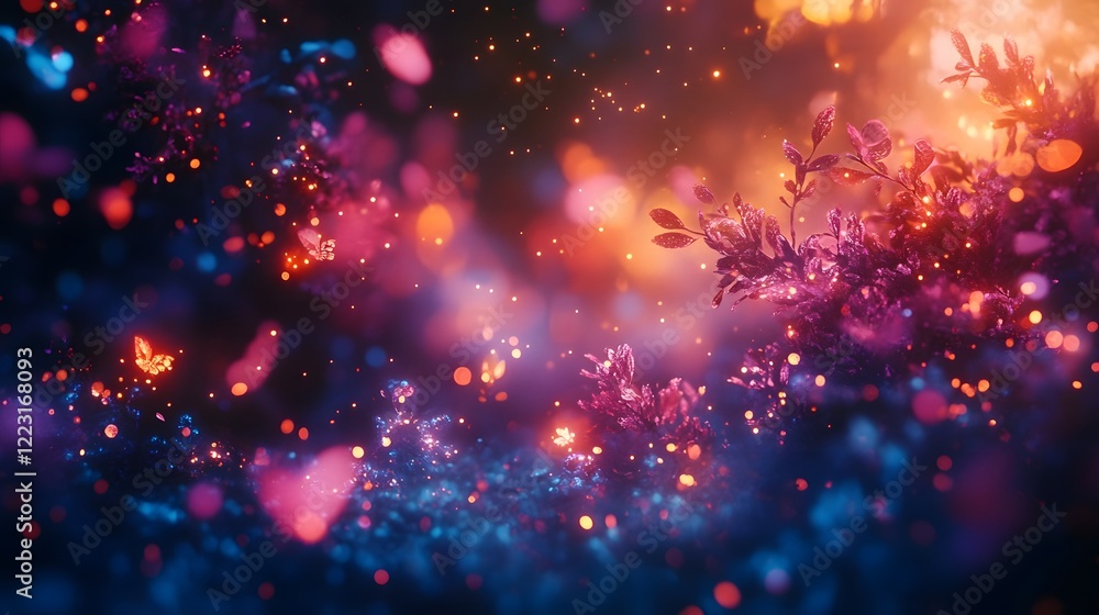 Poster elegant ethereal bokeh glow featuring a mesmerizing display of colorful dreamy bright lights and ton