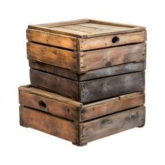 Rustic Wooden Crates for Versatile Storage Isolated on Transparent Background