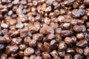 black olives at the market. olives at street market