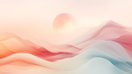 Peaceful and serene abstract landscape scene featuring soft gradient color transitions gentle flowing patterns and a harmonious soothing ambient aesthetic  This minimalist