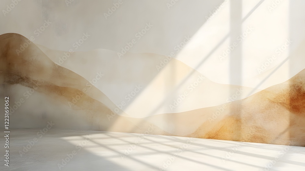 Poster ethereal and serene landscape with soft natural gradients blending gentle light tones and harmonious
