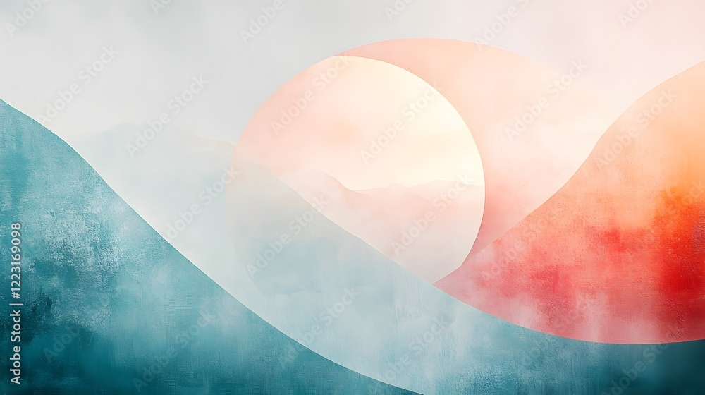 Poster harmonious minimal tranquil gradients blending soothing abstract tones with modern delicate charm se