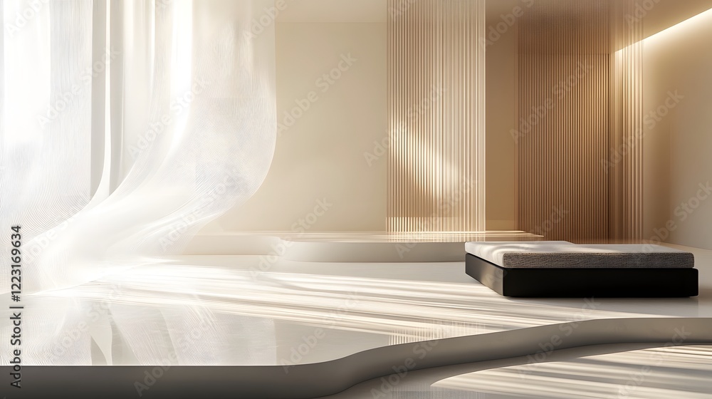 Poster minimalist tranquil gradients with gentle light patterns and soothing neutral tones set in an abstra