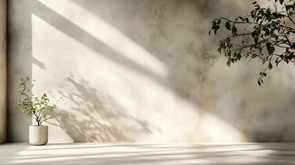 Serene shadows with gentle gradients and harmonious light patterns create a soothing abstract aesthetic in a minimalist modern style evoking a sense of tranquility and calm