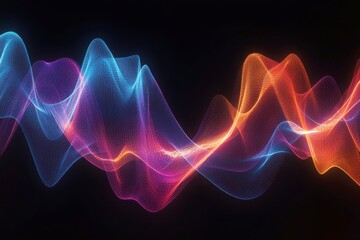 Abstract Digital Wave of Colorful Light on Black Background