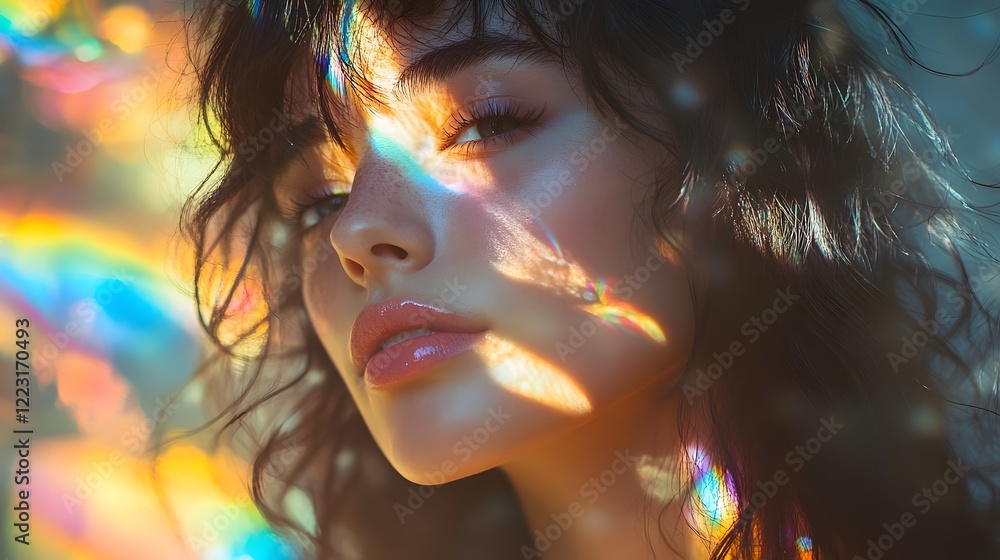 Aufkleber captivating refraction background with blending of colorful bright tones shimmering ethereal layers 