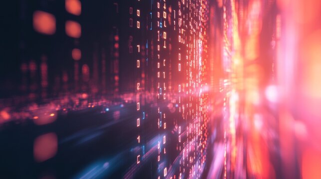 A futuristic abstract background with digital binary codes and glowing data streams, evoking a sense of advanced computing, Computing style