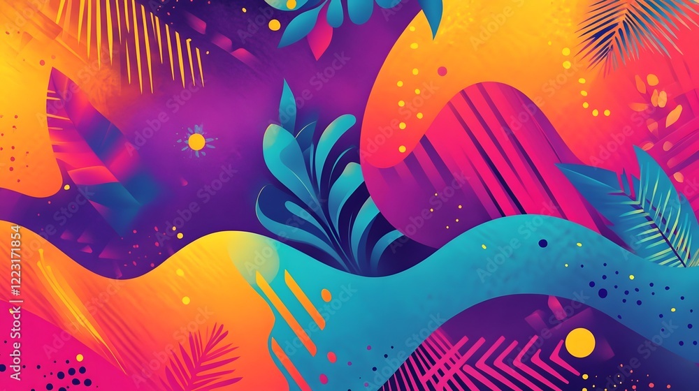 Poster vibrant and colorful abstract patterns with smooth futuristic gradients modern aesthetic composition