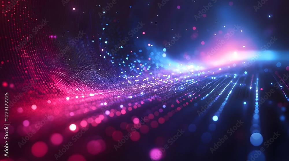 Poster dazzling gradient motion composition with luminous shimmering patterns and futuristic aesthetic capt