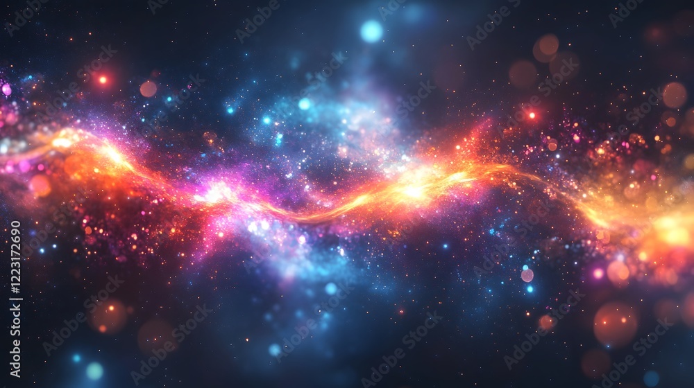 Poster vibrant and dynamic electric patterns with glowing luminous gradients shimmering multicolor tones an