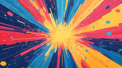 Captivating and vibrant abstract design with a dynamic burst of colorful luminous lightspeed rays set against a smooth gradient backdrop