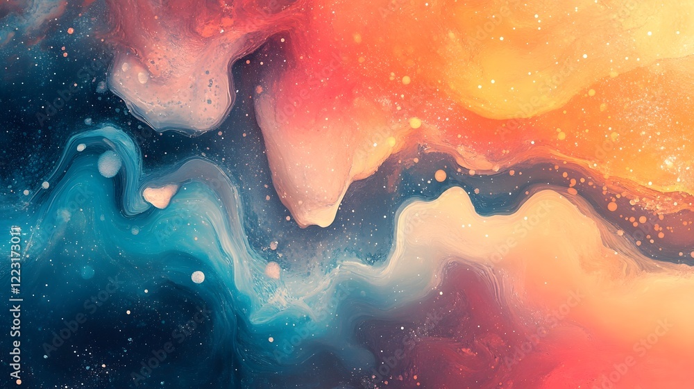 Poster vibrant fluid gradient patterns featuring colorful shimmering tones ethereal layers and a creative m