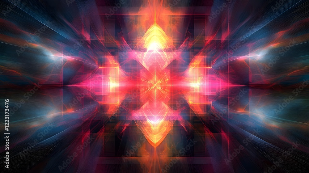 Poster ethereal and mesmerizing radiant light patterns with vibrant colorful gradients bright smooth tones 