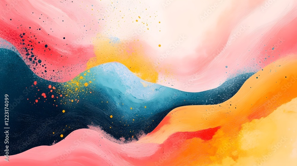 Poster soft and vibrant abstract design with refined colorful patterns subtle gradients and a minimal yet c
