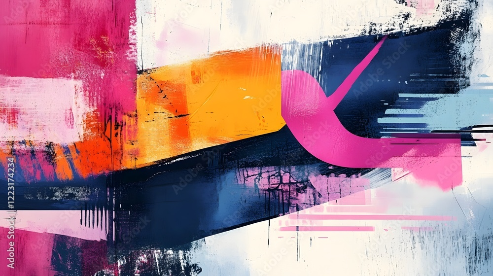 Poster vibrant abstract composition featuring a dynamic blend of bold colorful tones soft textured patterns