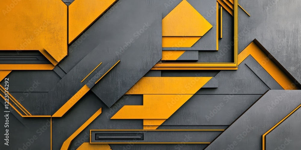 Poster geometric abstract background with yellow and gray shapes for design concepts