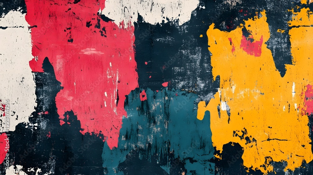 Poster striking and dynamic abstract patterns featuring a vibrant color palette bold rough textures and a m