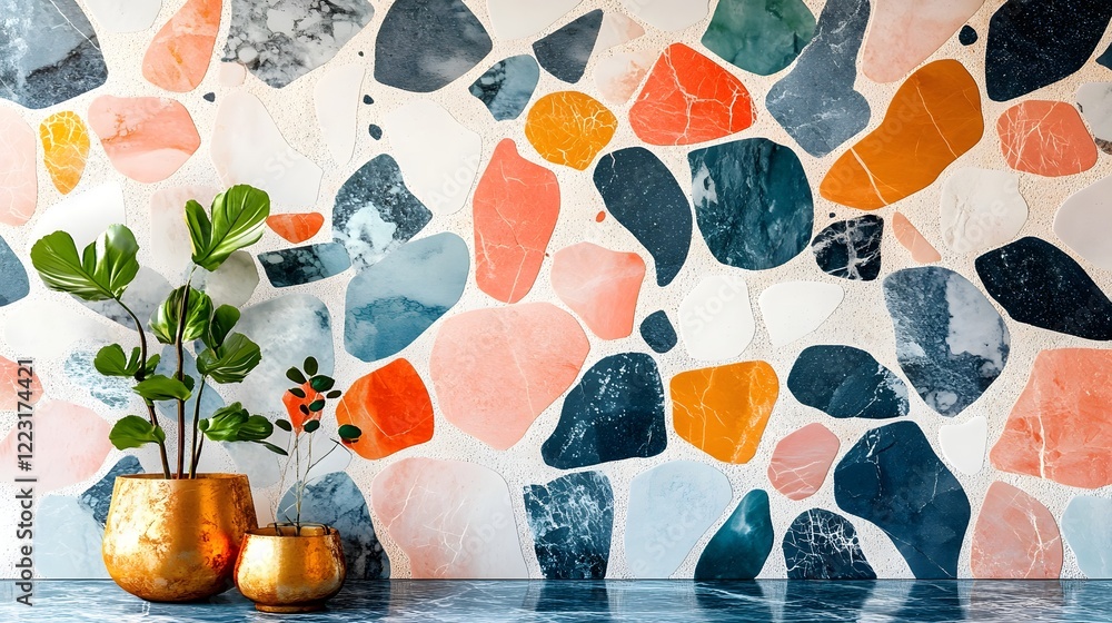 Aufkleber graceful terrazzo patterns featuring bold colorful accents subtle minimal layers and a creative aest
