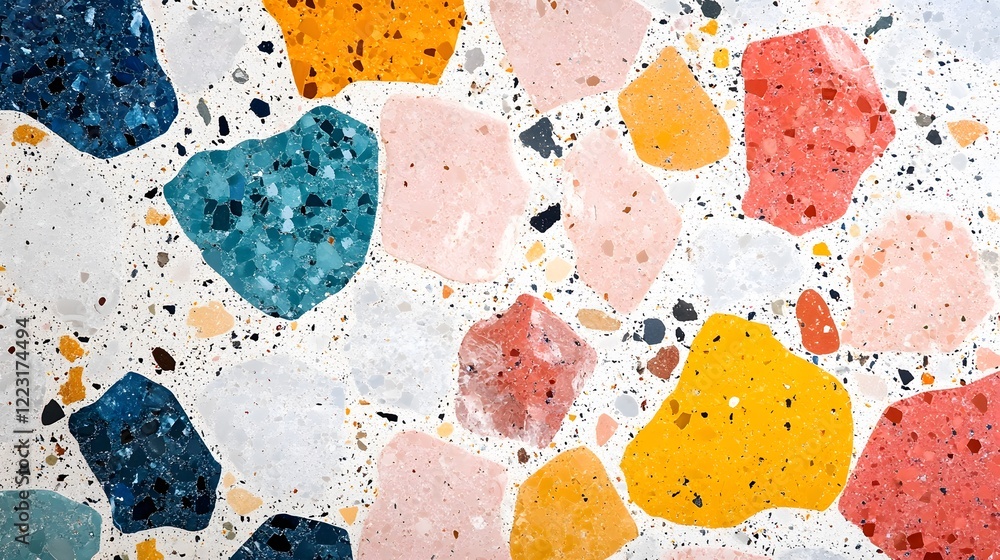 Poster vibrant terrazzo inspired artwork with refined colorful gradients and charming modern design minimal