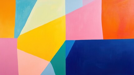 Abstract artwork featuring vibrant geometric shapes and colors.
