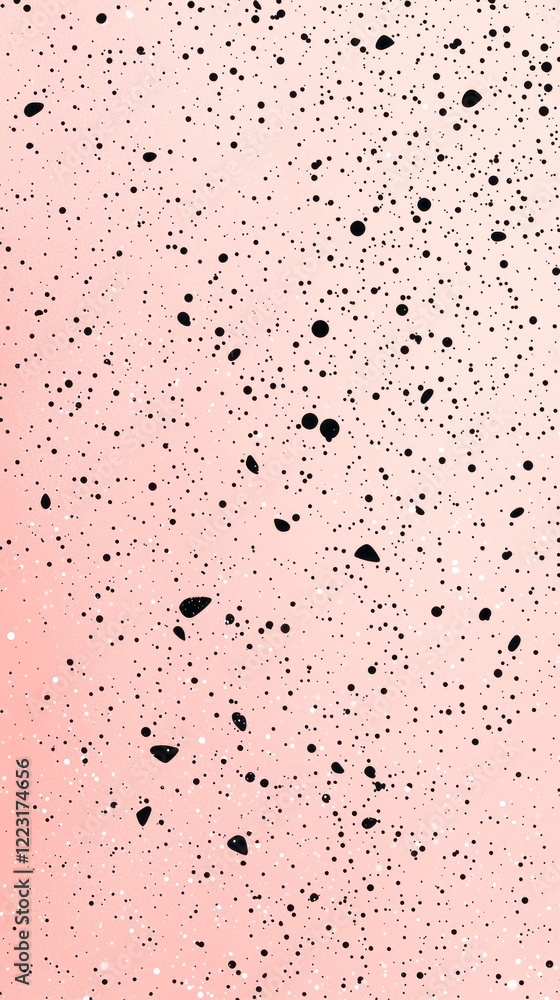 Poster A gentle transition of soft pink serves as the backdrop for a captivating arrangement of scattered black dots. This minimalist aesthetic evokes a sense of calm and creativity, enhancing any space