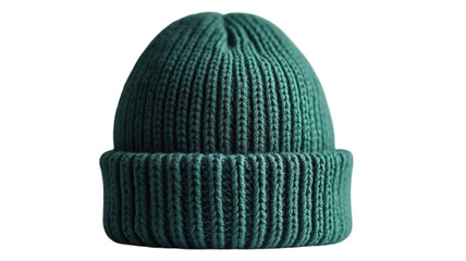 Cozy green knitted hat perfect for winter hikes or casual outings in chilly weather