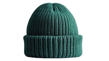 Cozy green knitted hat perfect for winter hikes or casual outings in chilly weather