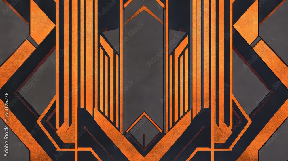 Aufkleber geometric abstract background with orange and black linear patterns