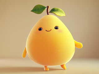 yellow pear with a leaf