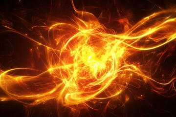Abstract Energy Swirls and Light Patterns in Fiery Colors