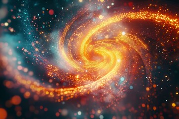 Vivid Swirling Galaxy with Bright Stars and Colorful Cosmic Dust