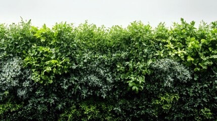 Lush Green Vertical Herb Garden Wall Diverse Foliage Greenery Background Texture