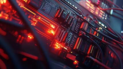 Modern data center infrastructure technology hub digital network systems high-tech environment close-up view advanced computing concept for seo impact